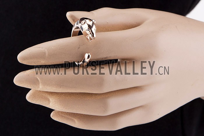 Cartier Replica Leopard Head Enamel Marking Rose-Gold Ring