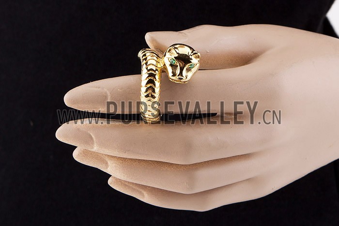 Cartier Replica Leopard Head Cutwork Spiral Gold Ring