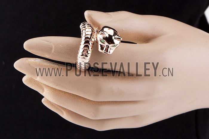 Cartier Replica Leopard Head Cutwork Spiral Rose-Gold Ring