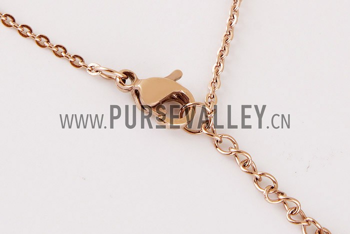 Van Cleef Replica Black Ceramic Centered Rose-Gold Rimmed Flower Charms Bracelet