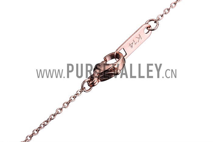 Van Cleef and Arpels Replica Pink & Blue Enamel Floral Pendant Fine Chain Necklace