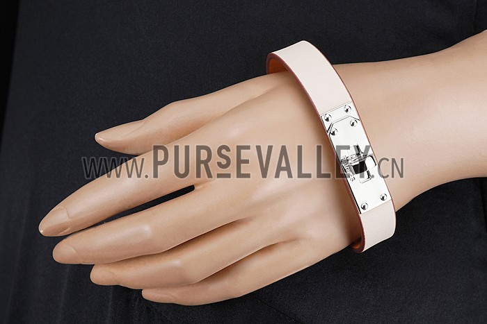 Hermes Micro Kelly Silver Hardware Bracelet White