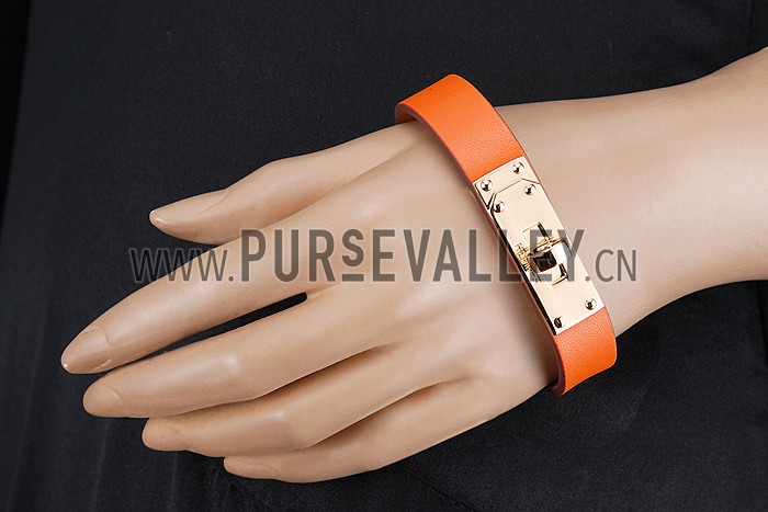 Hermes Micro Kelly Gold Hardware Bracelet Orange