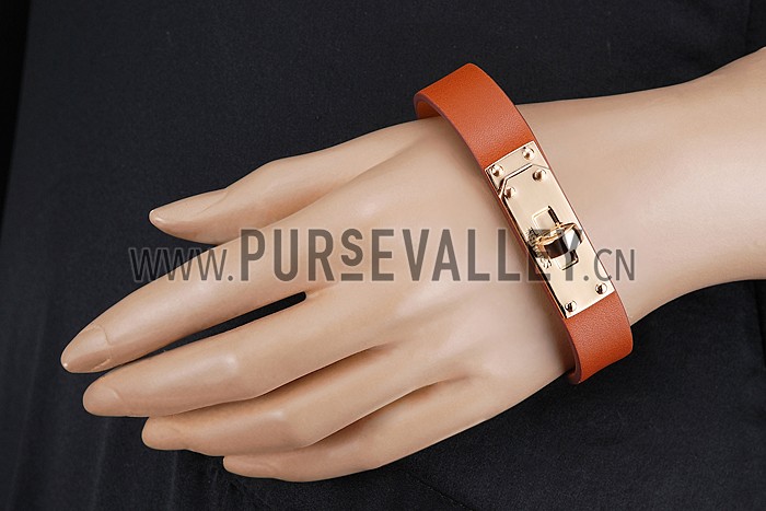 Hermes Micro Kelly Gold Hardware Bracelet Tan