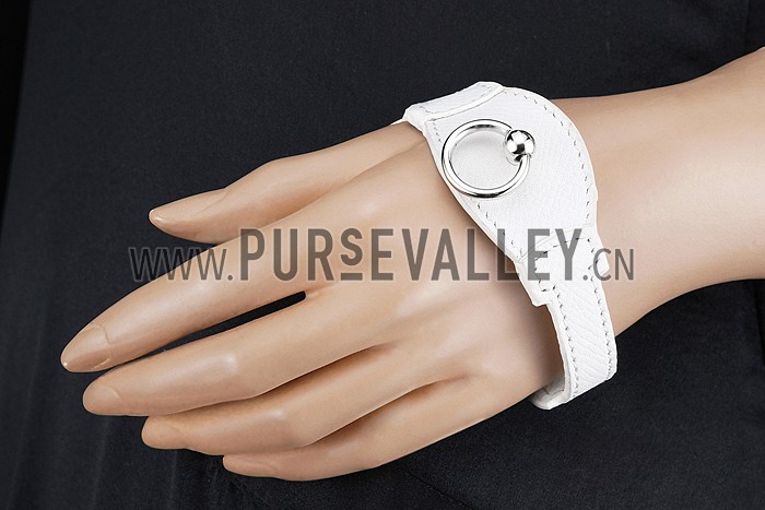 Hermes Bangle Silver Hardware Bracelet White