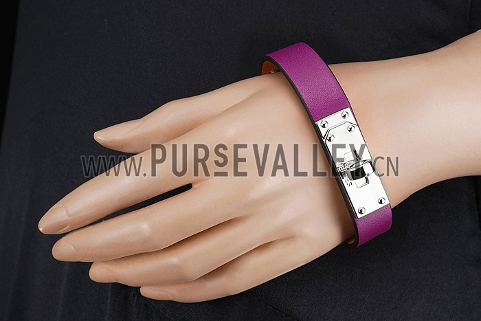 Hermes Micro Kelly Silver Hardware Bracelet Purple