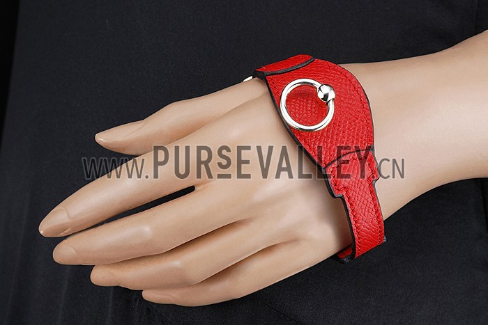 Hermes Bangle Silver Hardware Bracelet Red