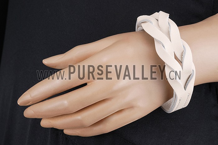 Hermes Hippique Silver Hardware Bracelet White