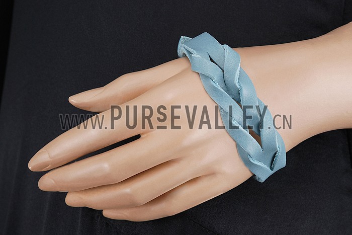 Hermes Hippique Silver Hardware Bracelet Blue