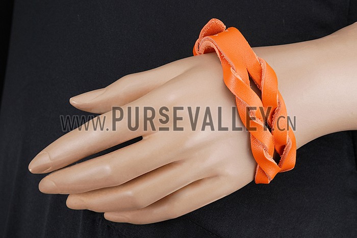 Hermes Hippique Silver Hardware Bracelet Orange
