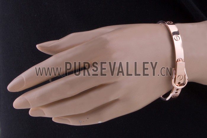 Cartier Replica Hook-Buckle Clasp Accent Screwhead Cutwork Rose Gold Bangle Bracelet
