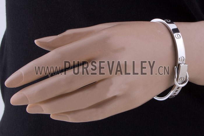 Cartier Replica Hook-Buckle Clasp Accent Screwhead Cutwork Sterling Silver Bangle Bracelet