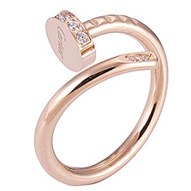 Cartier Replica Diamond Encrusted Rose-Gold Nail Head Ring