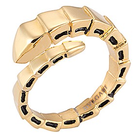 Bvlgari Replica Segmented Black Enamel Marked Gold Snake Ring