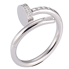 Cartier Replica Diamond Encrusted Sterling Silver Nail Head Ring
