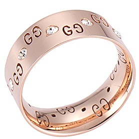 Gucci Replica Logo Engraved Diamond Stud Rose-Gold Band