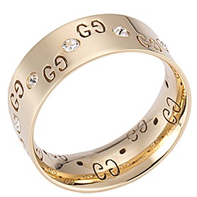 Gucci Replica Logo Engraved Diamond Stud Gold Band