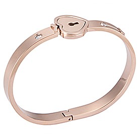 Cartier Replica Rose-Gold Plated Lock Charm Bangle Bracelet