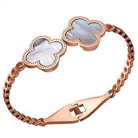 Van Cleef Vintage Alhambra Clover Motifs Rose Gold Bangle Bracelet