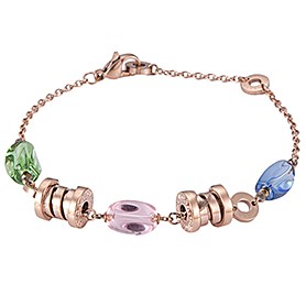 Bvlgari Replica Engraved Spool & Crystal Bead Rose-Gold Plated