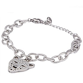Cartier Replica Leopard Face Sterling Silver Charms Bracelet