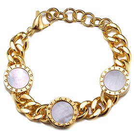 Bvlgari Gold Mother Of Pearl And White Onyx Bracelet