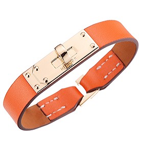 Hermes Micro Kelly Gold Hardware Bracelet Orange