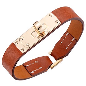 Hermes Micro Kelly Gold Hardware Bracelet Tan
