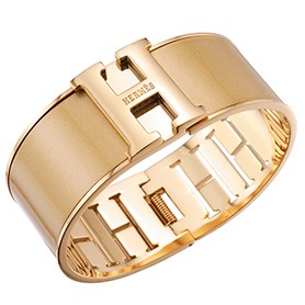 Hermes H Bracelet Cream Enamel Gold Handware 700557