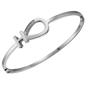 Hermes Diamond Encrusted Horseshoe Silver Bracelet 700613