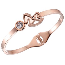 Hermes Horse Motif Metal Rose Gold Bangle 700616