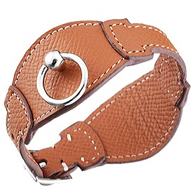 Hermes Bangle Silver Hardware Bracelet Tan