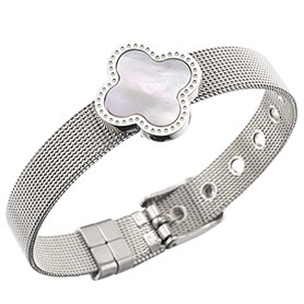 Van Cleef Mesh White Mother-Of-Pearl Silver Bracelet 700583
