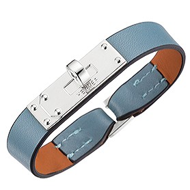 Hermes Micro Kelly Silver Hardware Bracelet Blue