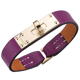 Hermes Micro Kelly Gold Hardware Bracelet Purple