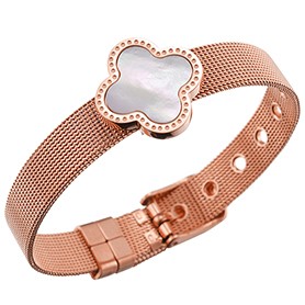 Van Cleef Mesh White Mother-Of-Pearl Rose Gold Bracelet 700582