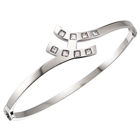 Hermes Diamond H Silver Bangle 700607
