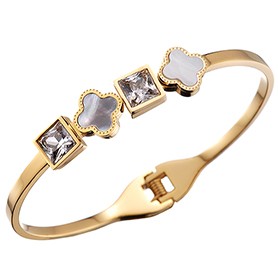 Van Cleef Alhambra White Mother-Of-Pearl Gold Bracelet 700584