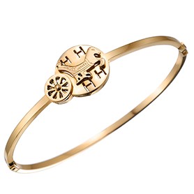 Hermes Horse & Carriage Motif Gold Bracelet 700611
