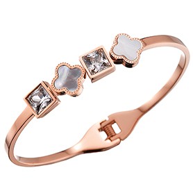 Van Cleef Alhambra White Mother-Of-Pearl Rose Gold Bracelet 700585