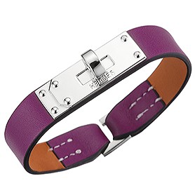 Hermes Micro Kelly Silver Hardware Bracelet Purple
