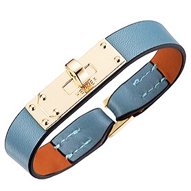 Hermes Micro Kelly Gold Hardware Bracelet Blue