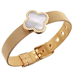Van Cleef Mesh White Mother-Of-Pearl Gold Bracelet 700581