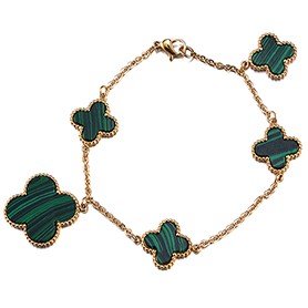 Van Cleef Magic Alhambra Malachite Gold Bracelet