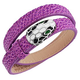Bvlgari Serpenti Purple Leather Silver Hardware Bracelet 700522