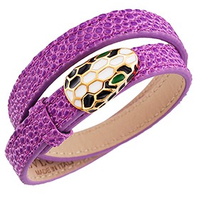 Bvlgari Serpenti Purple Leather Gold Hardware Bracelet 700527