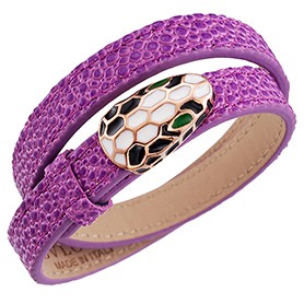 Bvlgari Serpenti Purple Leather Rose Gold Hardware Bracelet 700532