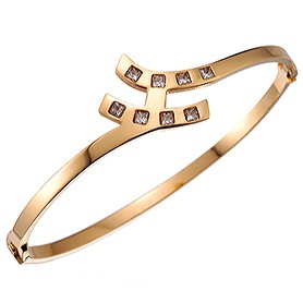 Hermes Diamond H Gold Bangle 700608