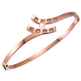 Hermes Diamond H Rose Gold Bangle 700609
