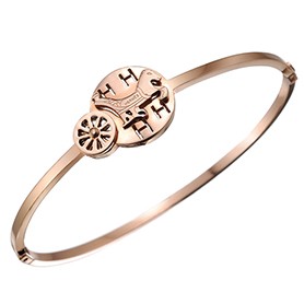 Hermes Horse & Carriage Motif Rose Gold Bracelet 700612